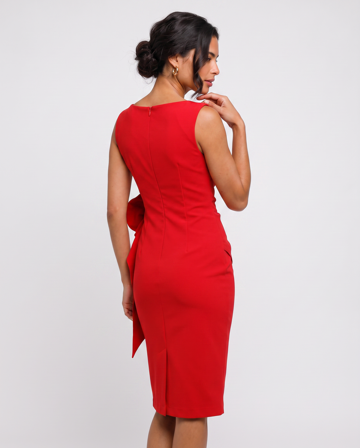 Virelle | Robe Midi Femme Ajustée avec Nœud