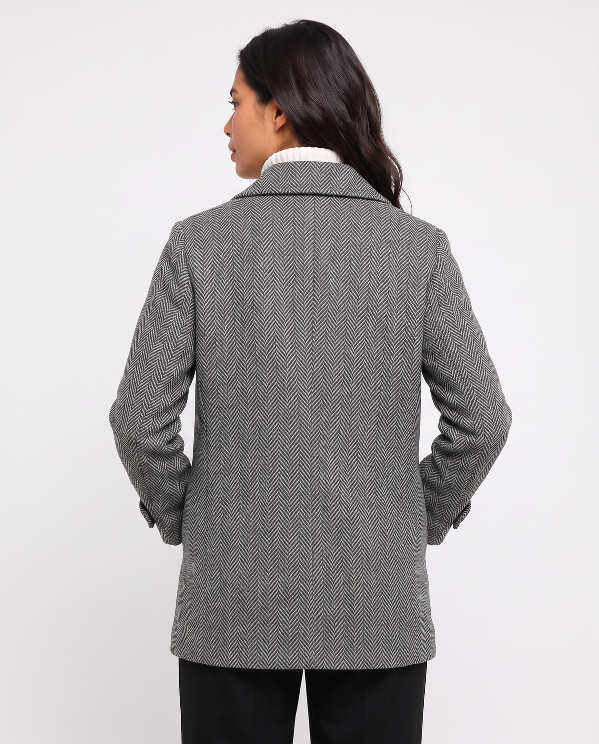 Virelle | Caban Femme Gris à Chevrons