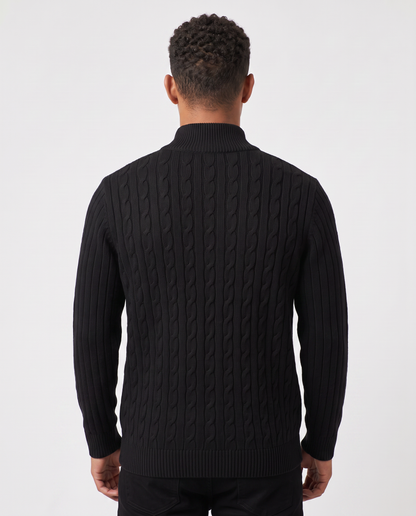 Virelle | Pull Homme Torsadé à Col Zippé