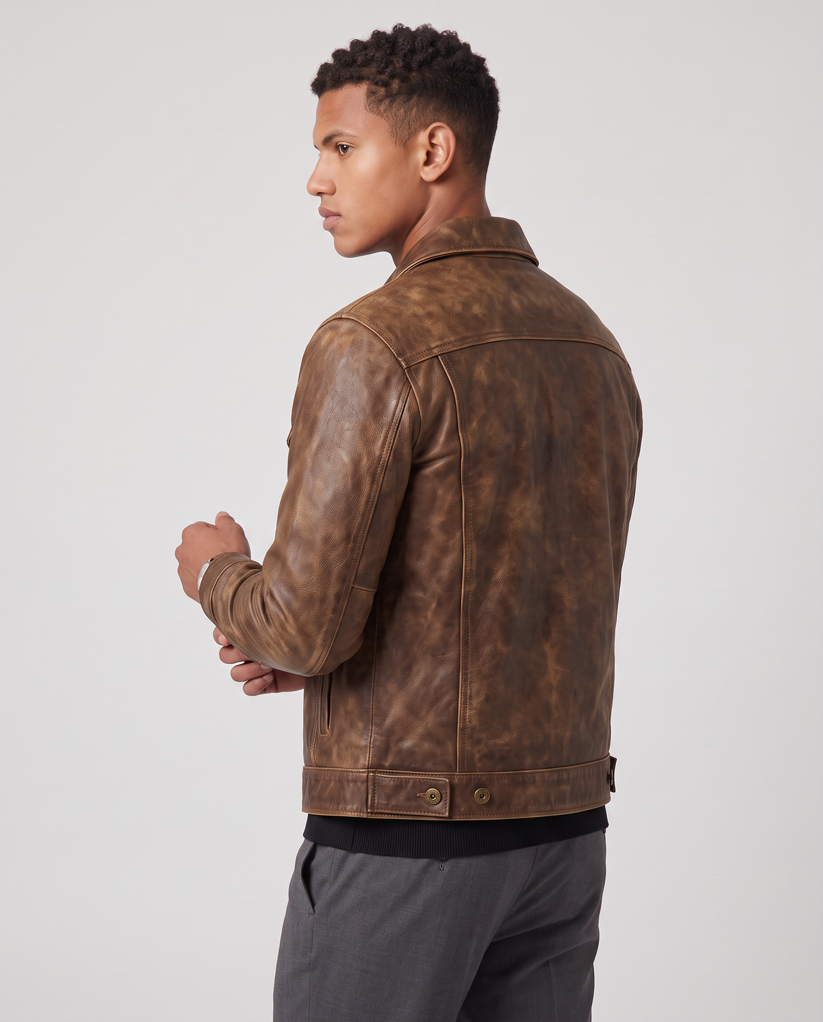 Virelle | Veste Homme en Cuir Vintage