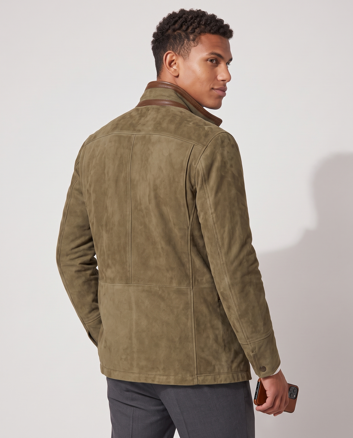 Virelle | Blazer Homme Effet Daim Col Montant