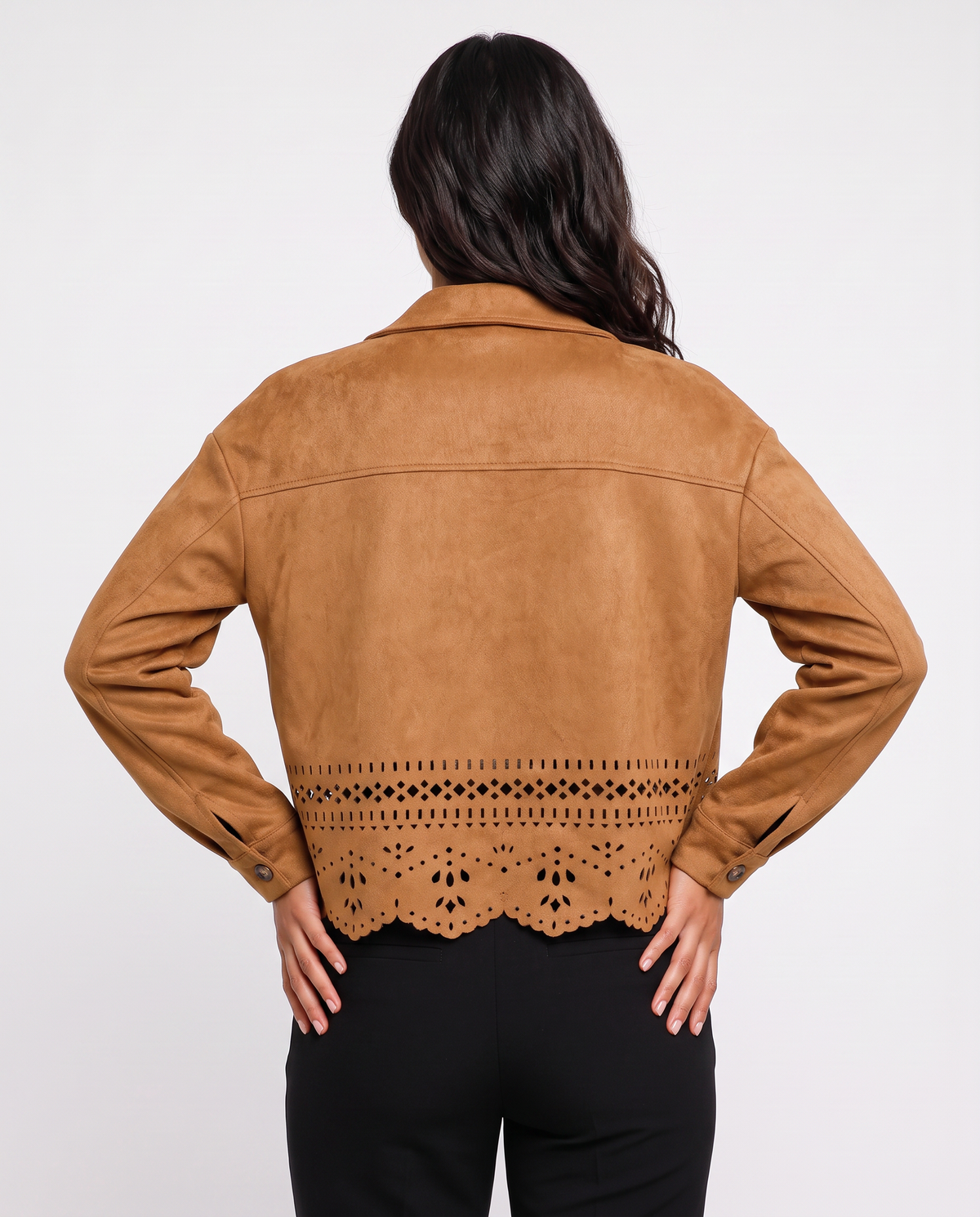 Virelle | Veste Femme en Faux Suède Ajourée