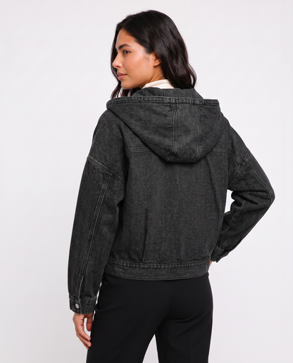 Virelle | Veste en Jean Noire à Capuche Femme