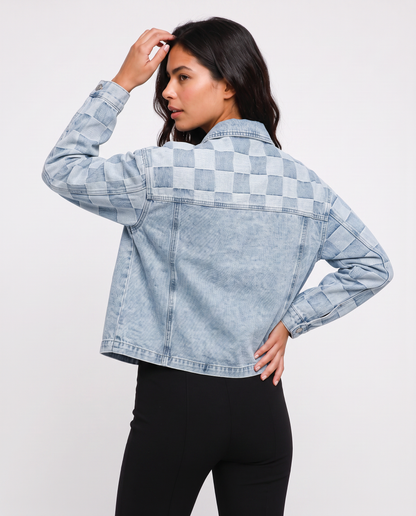 Virelle | Veste Femme en Jean à Carreaux