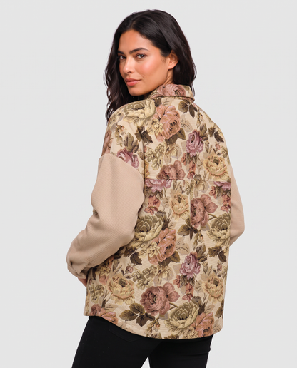Virelle | Veste Femme en Maille Gaufrée Florale