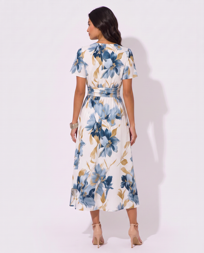 Virelle | Robe Midi Fleurie Portefeuille