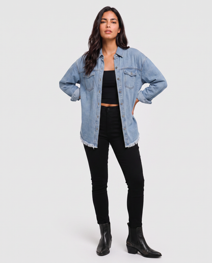 Virelle | Surchemise Femme en Jean à Franges