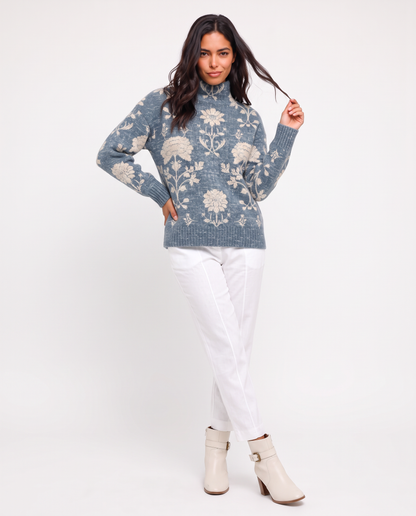 Virelle | Pull Femme Imprimé à Col Montant