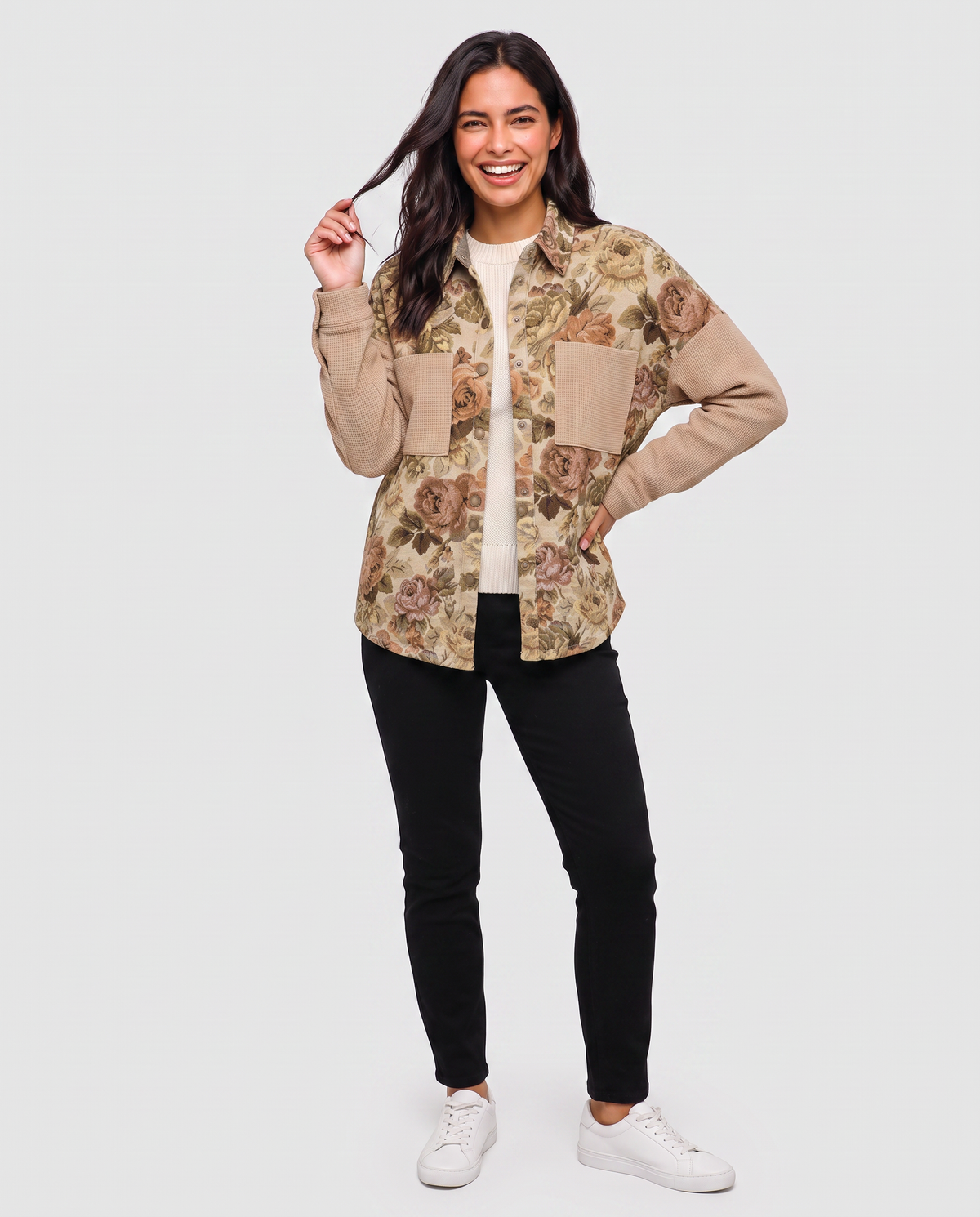 Virelle | Veste Femme en Maille Gaufrée Florale