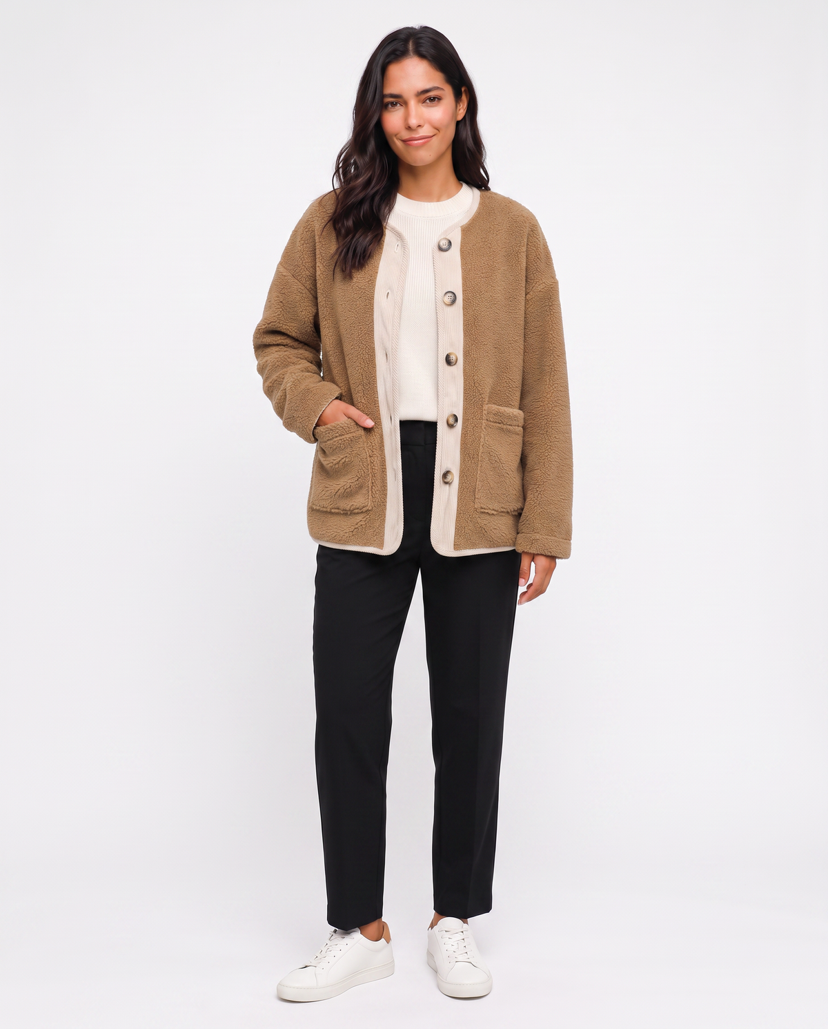 Virelle | Veste Teddy Femme à Boutons