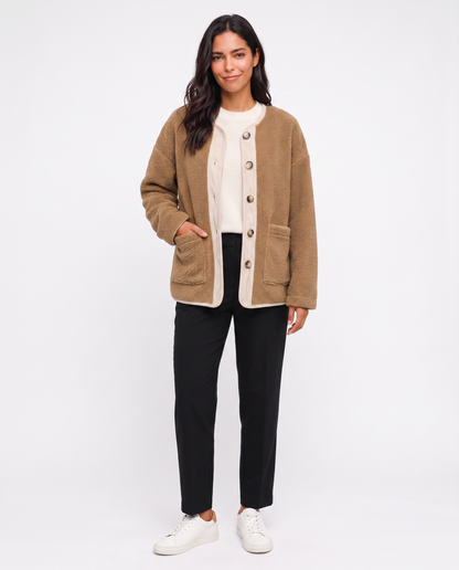 Virelle | Veste Teddy Femme à Boutons