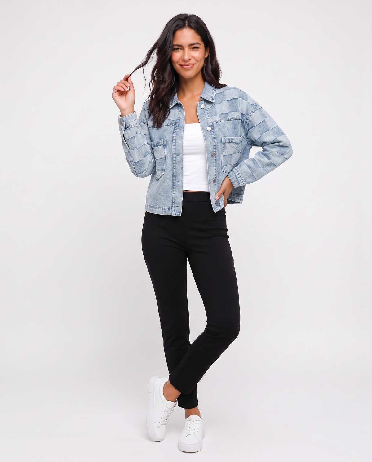 Virelle | Veste Femme en Jean à Carreaux