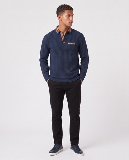 Virelle | Polo Homme Gaufré à Manches Longues