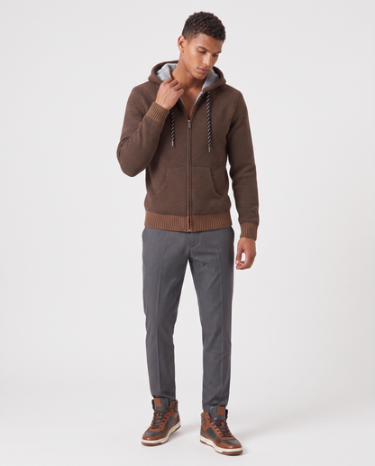 Virelle | Veste Homme en Maille à Capuche Doublée