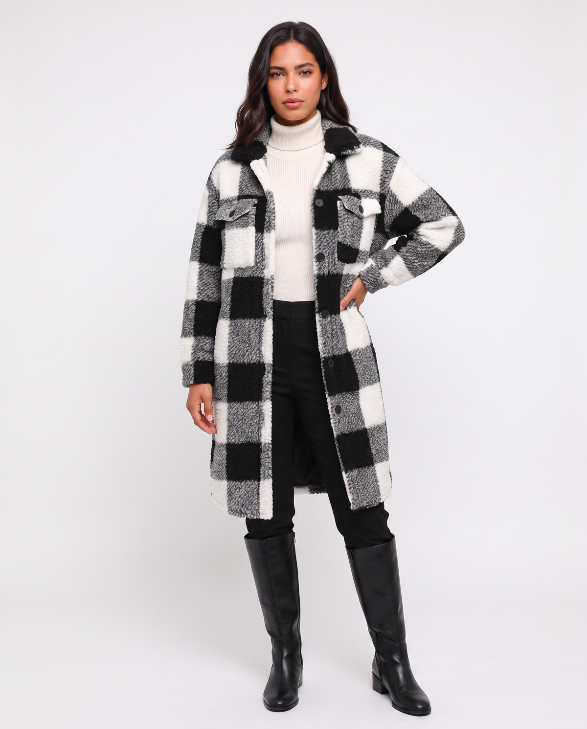Virelle | Manteau Teddy Femme à Carreaux