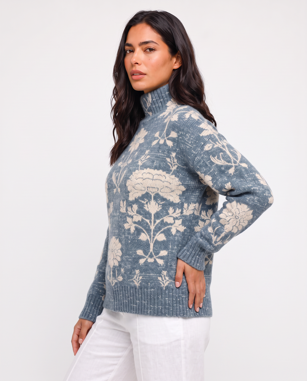Virelle | Pull Femme Imprimé à Col Montant