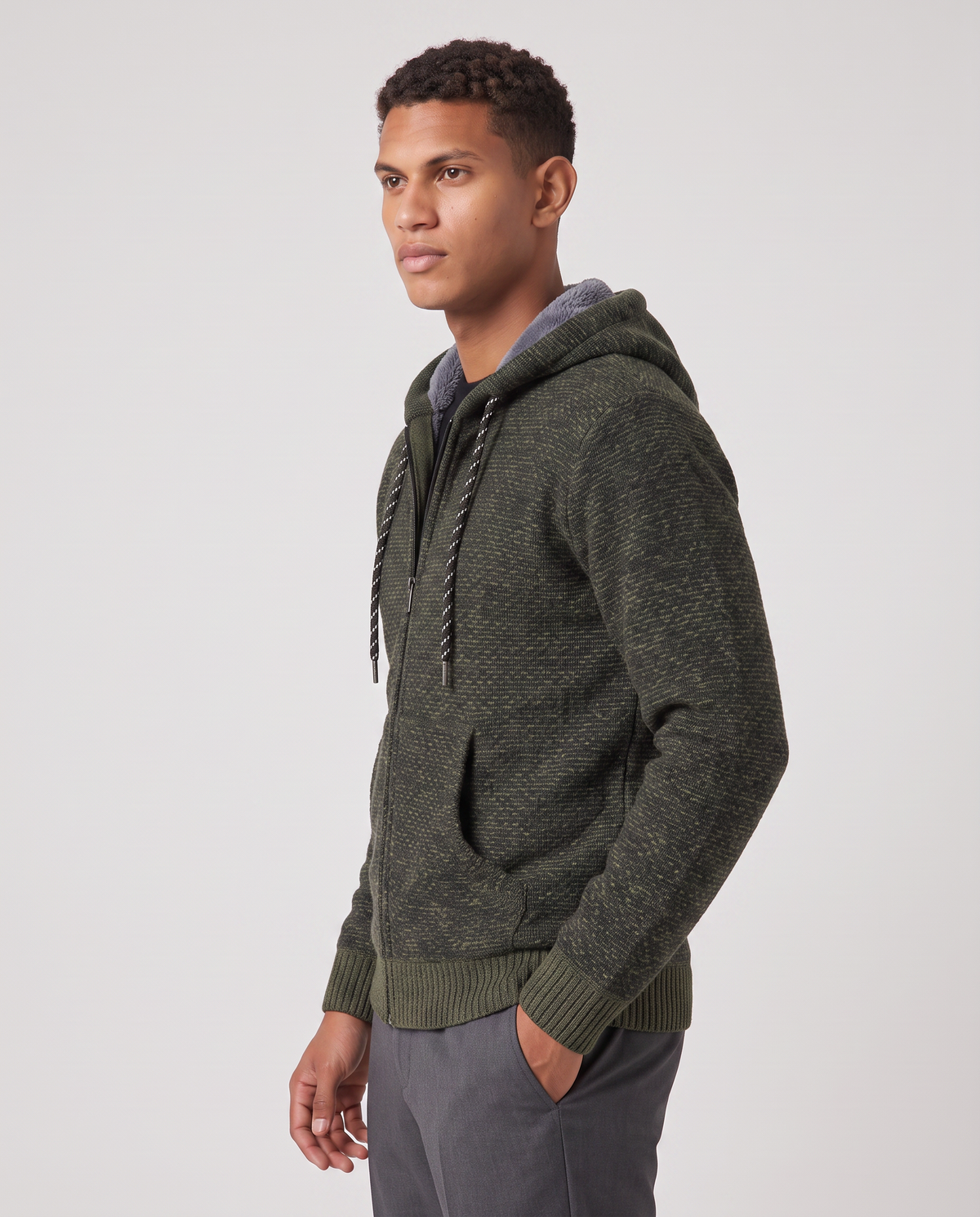 Virelle | Veste Homme en Maille à Capuche Zippée