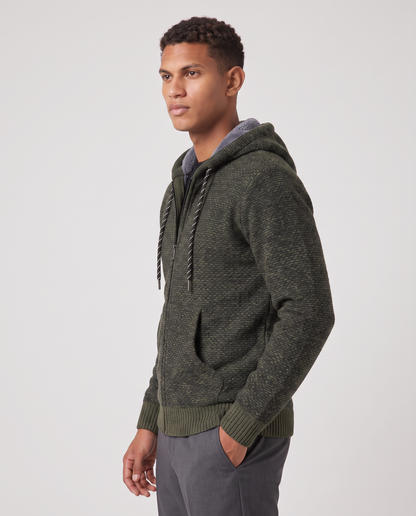 Virelle | Veste Homme en Maille à Capuche Zippée