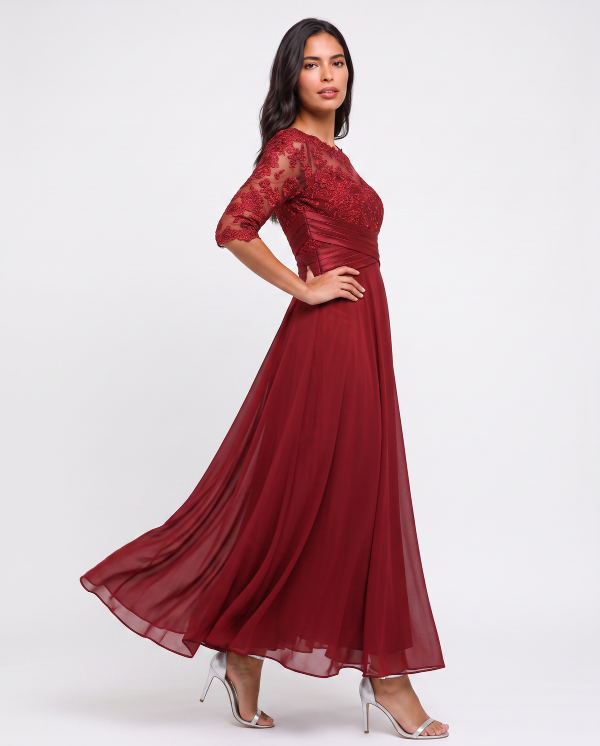 Virelle | Robe de Soirée Longue en Dentelle et Mousseline