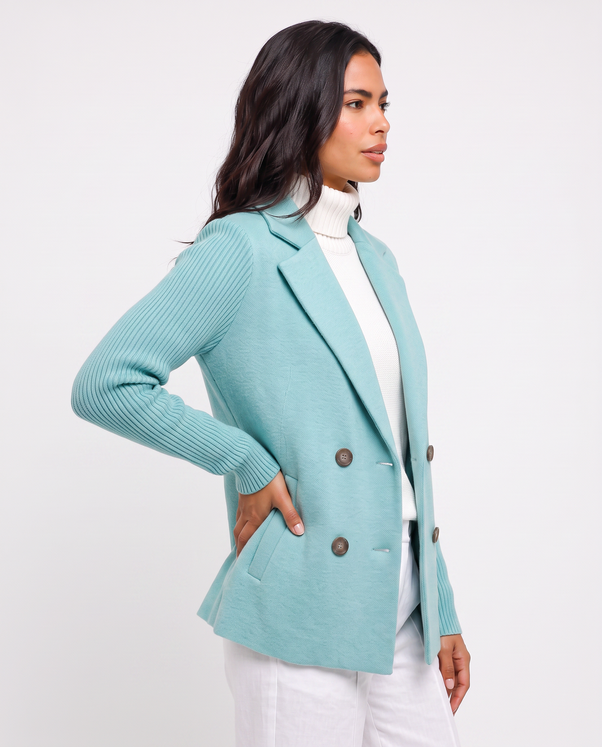 Virelle | Blazer Maille à Manches Côtelées Femme