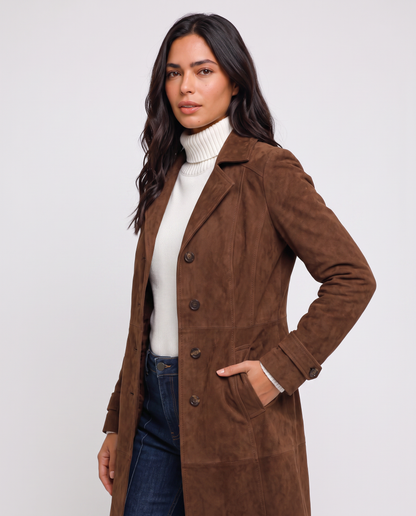 Virelle | Manteau Long Effet Daim Femme