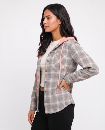 Virelle | Veste Chemise Femme à Carreaux avec Capuche