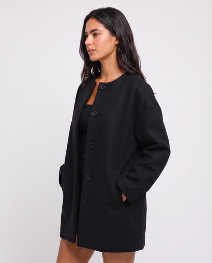 Virelle | Manteau Long Oversize Sans Col Femme