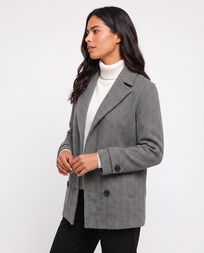 Virelle | Caban Femme Gris à Chevrons