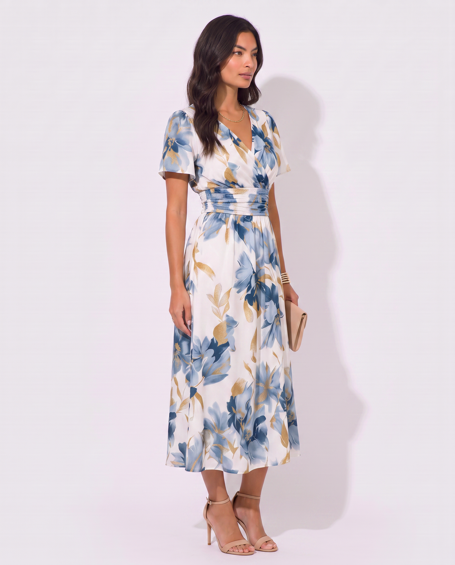 Virelle | Robe Midi Fleurie Portefeuille