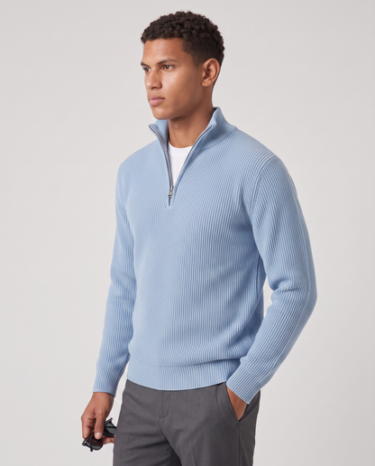 Virelle | Pull Homme Côtelé à Demi-Zip