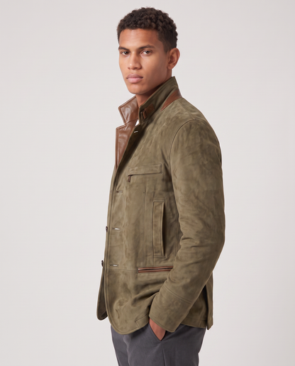 Virelle | Blazer Homme Effet Daim Col Montant