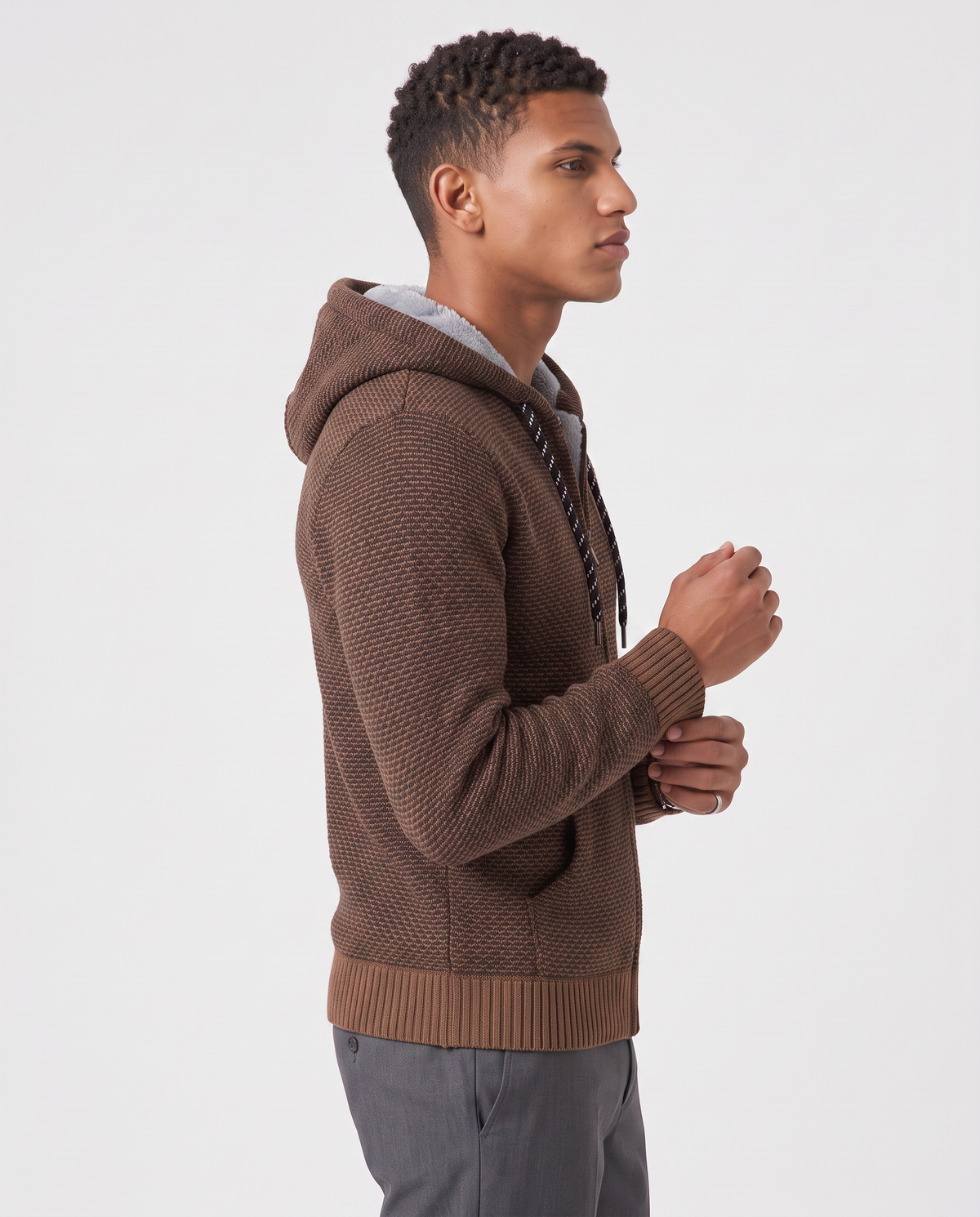 Virelle | Veste Homme en Maille à Capuche Doublée