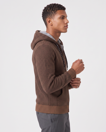 Virelle | Veste Homme en Maille à Capuche Doublée