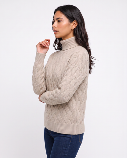 Virelle | Pull Femme Col Roulé en Maille Tressée