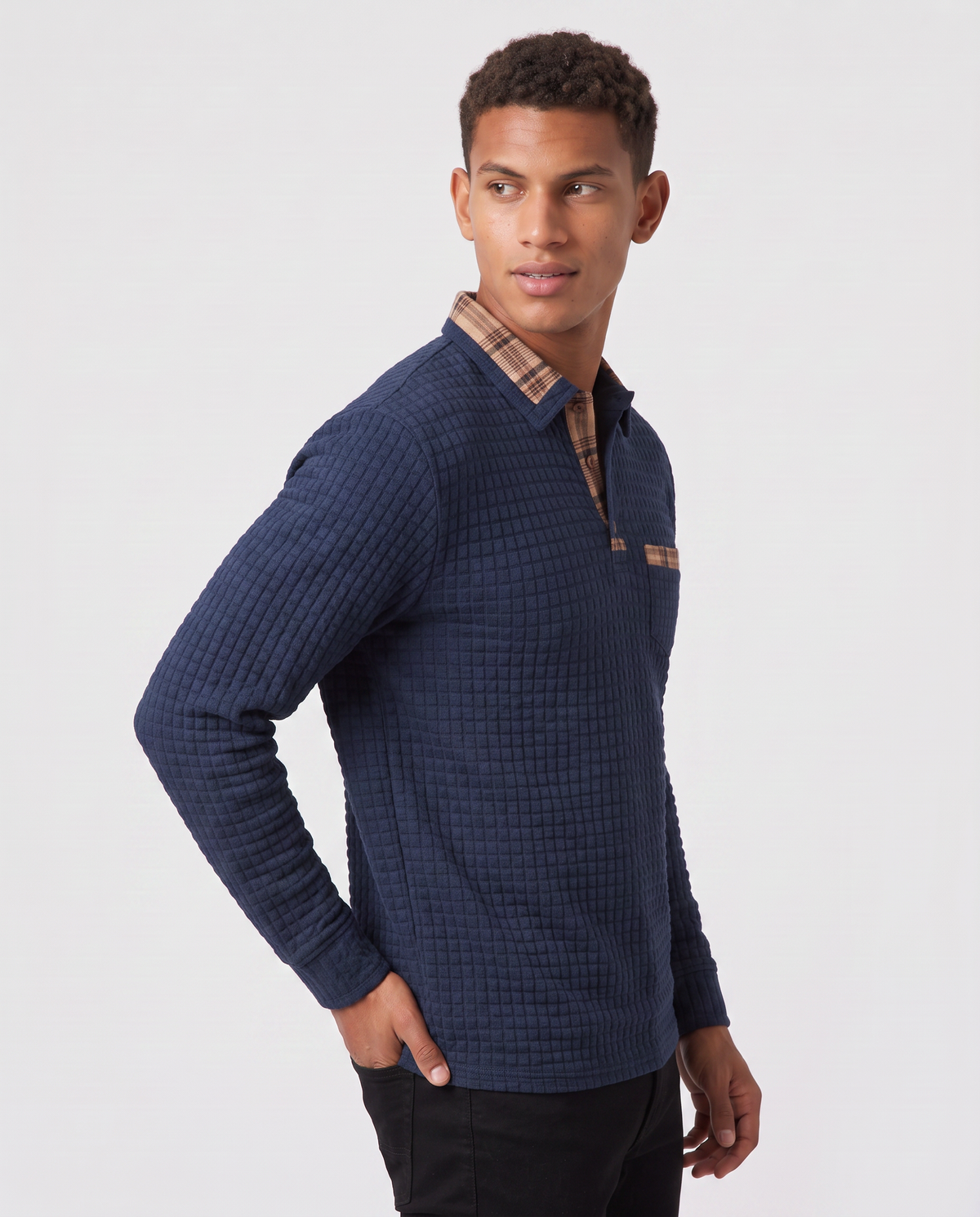 Virelle | Polo Homme Gaufré à Manches Longues