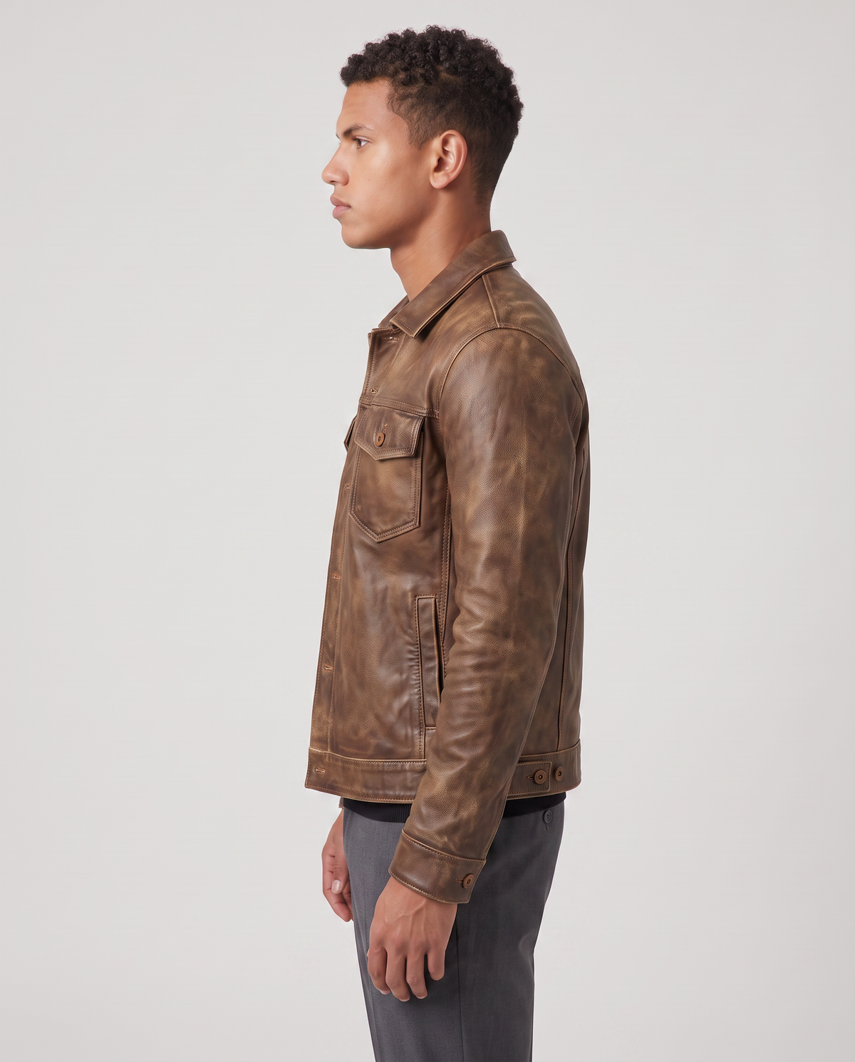 Virelle | Veste Homme en Cuir Vintage
