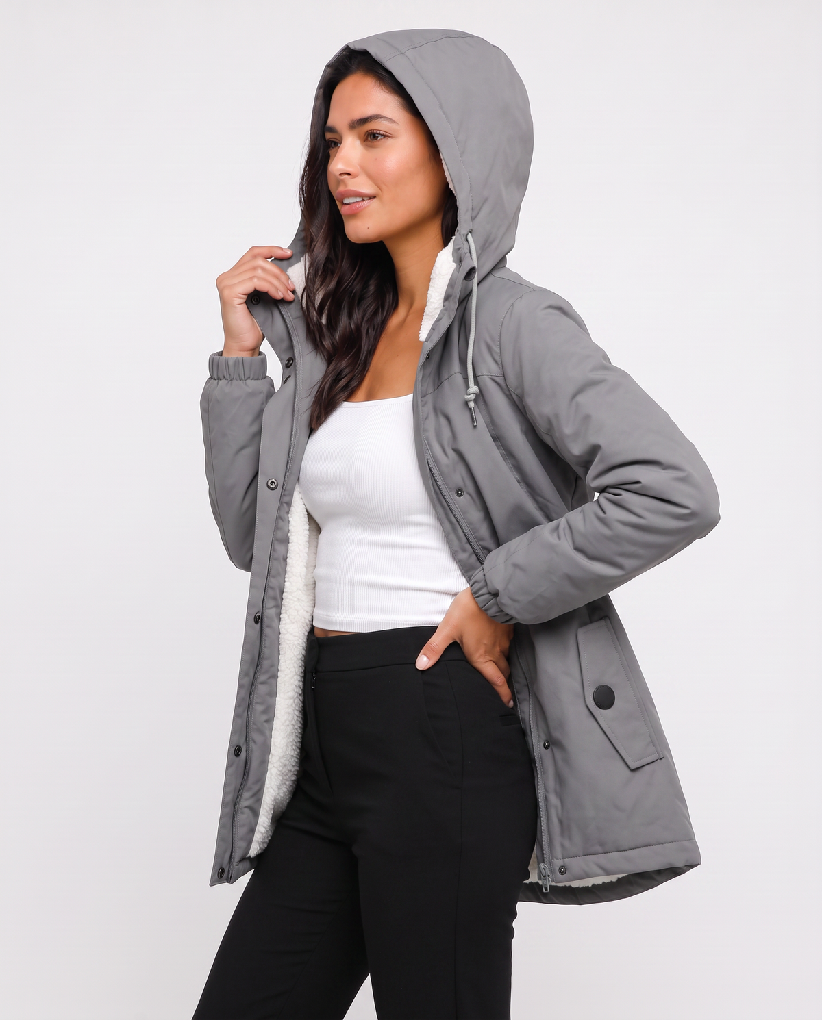 Virelle | Manteau Femme à Volants avec Capuche
