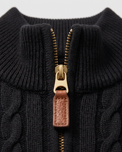 Virelle | Pull Homme Torsadé à Col Zippé