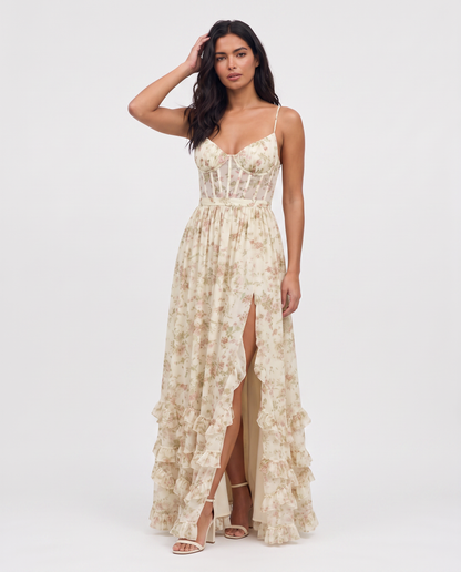 Virelle | Robe Maxi Fleurie À Volants
