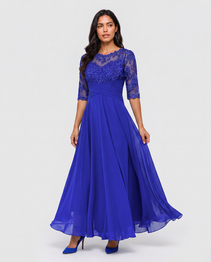 Virelle | Robe de Soirée Longue en Dentelle et Mousseline