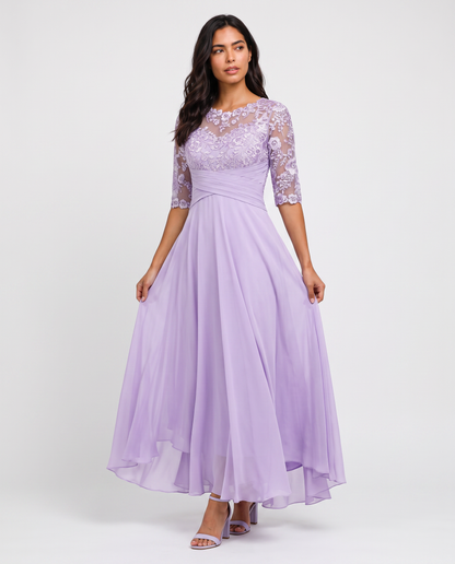 Virelle | Robe de Soirée Longue en Dentelle et Mousseline