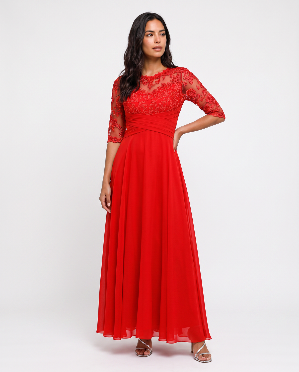 Virelle | Robe de Soirée Longue en Dentelle et Mousseline
