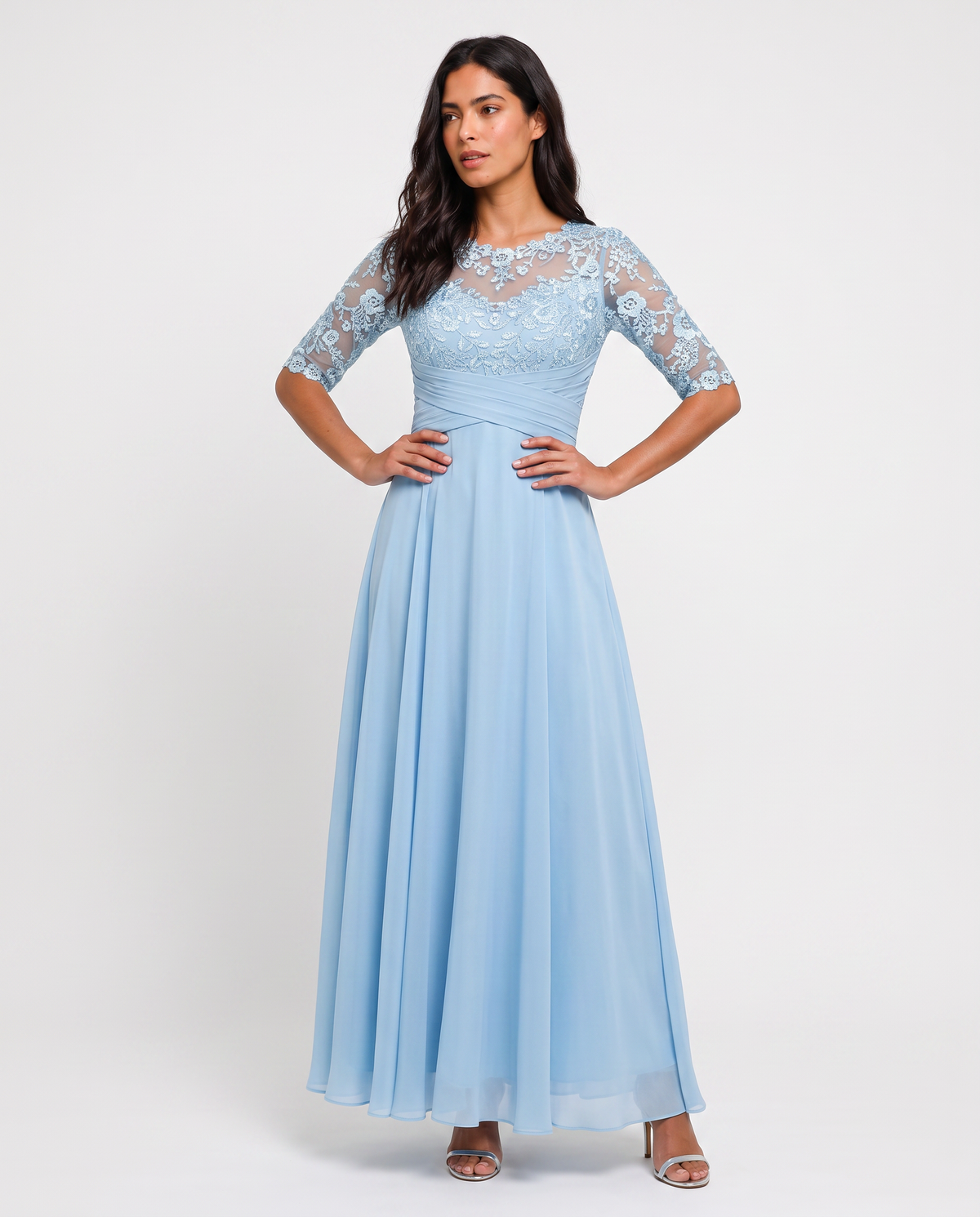 Virelle | Robe de Soirée Longue en Dentelle et Mousseline