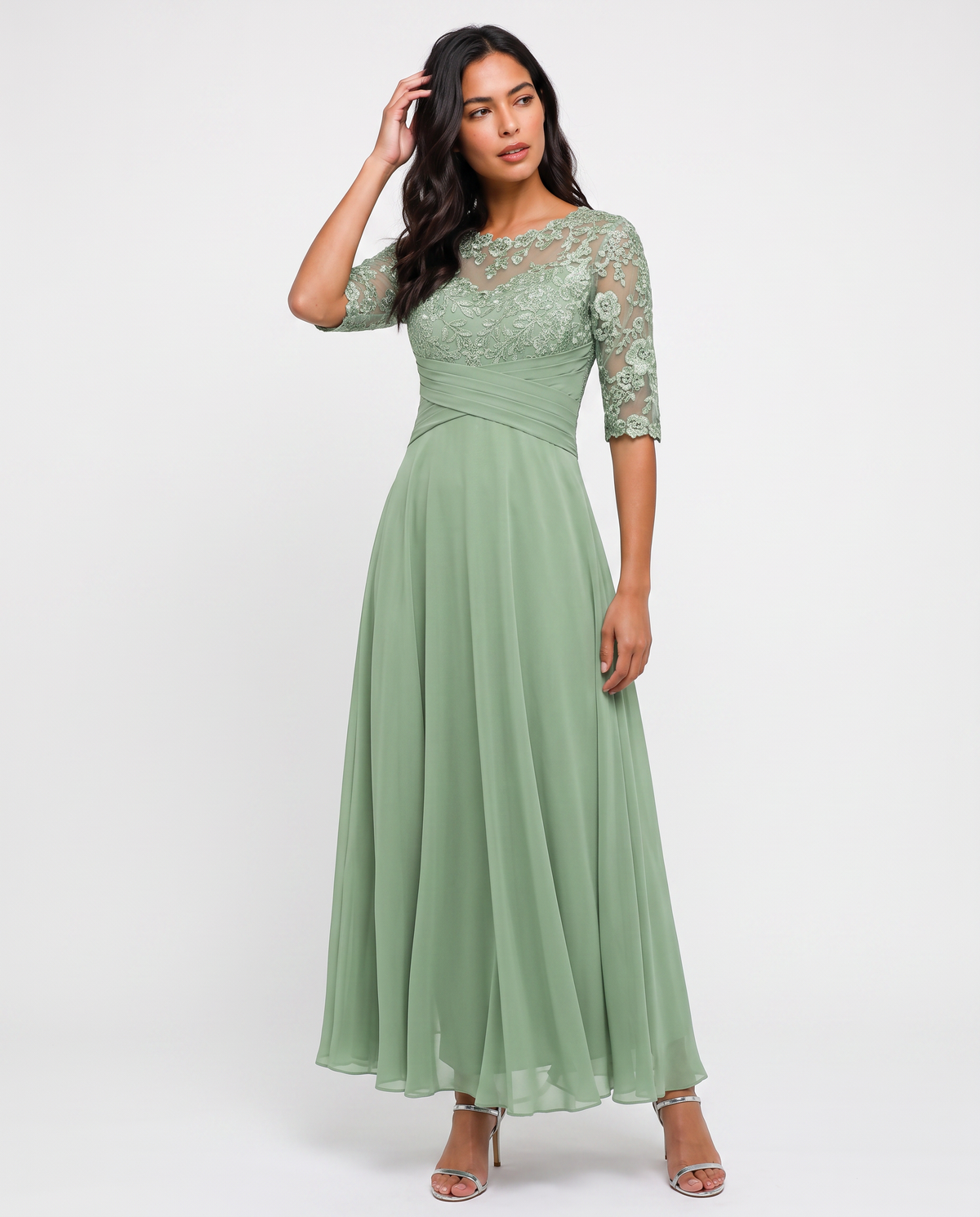 Virelle | Robe de Soirée Longue en Dentelle et Mousseline