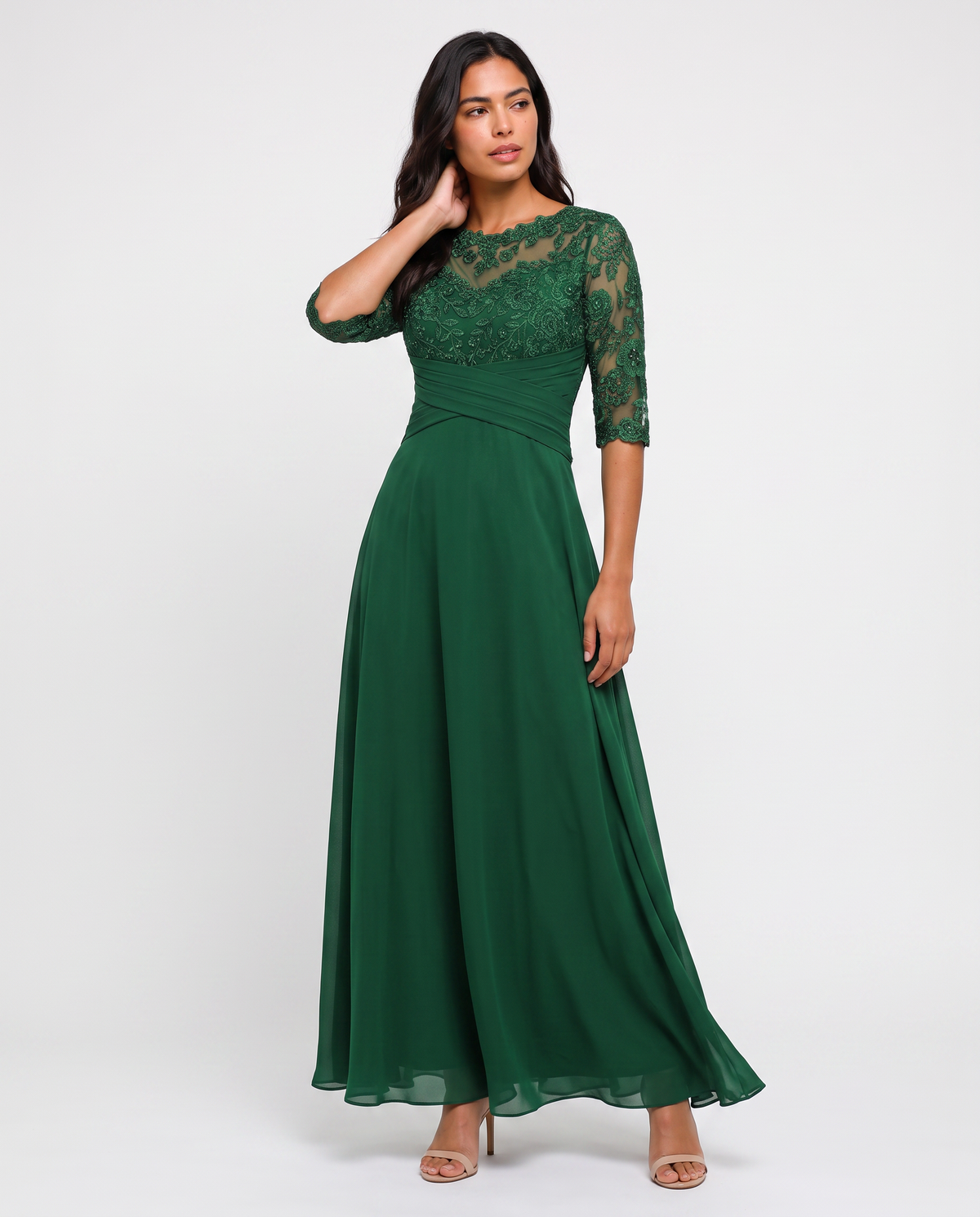 Virelle | Robe de Soirée Longue en Dentelle et Mousseline