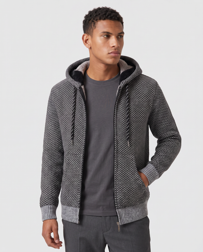 Virelle | Veste Homme en Maille à Capuche Doublée