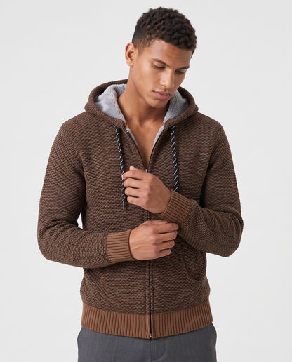 Virelle | Veste Homme en Maille à Capuche Doublée