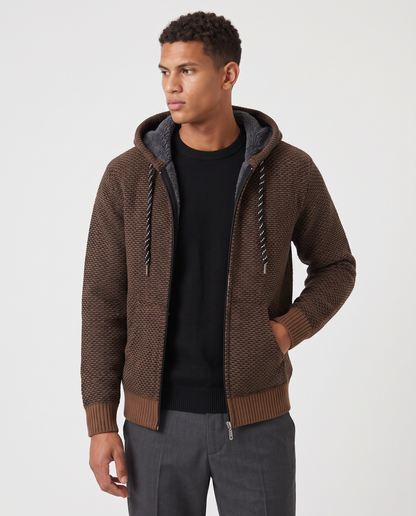 Virelle | Veste Homme en Maille à Capuche Zippée