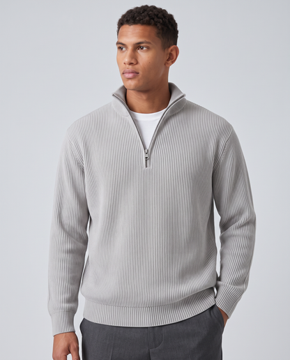 Virelle | Pull Homme Côtelé à Demi-Zip