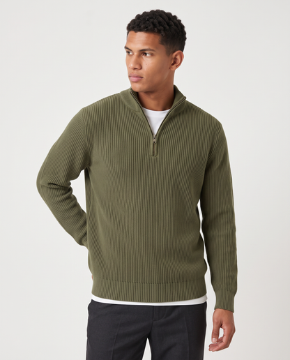 Virelle | Pull Homme Côtelé à Demi-Zip